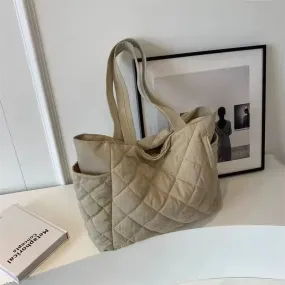 UAKISS  -  New Autumn/Winter Backpack Women's Lingge Large Capacity One Shoulder Casual Versatile Handbag Solid Color Commuter Tote Bag