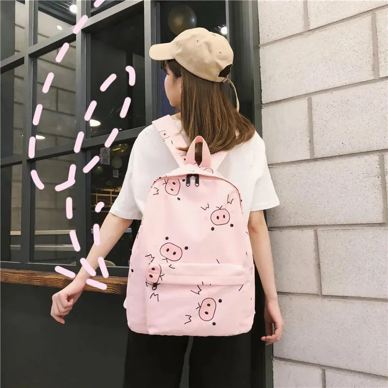 UAKISS  -  Original Cartoon Print Girl Backpack Large Capacity Cute Female Student Schoolbag Classic Lightweight Portable Backpacks