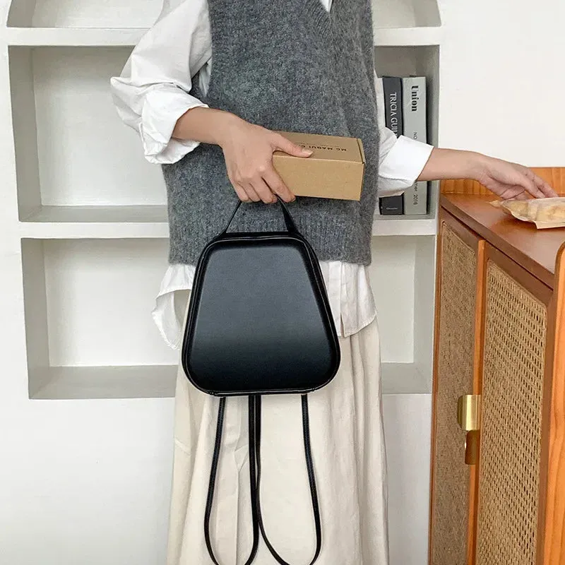 UAKISS  -  Women Simple Backpack Korean Fashion Small Silver School Bag Vintage Black Commuter Backpacks Mini Travel Bag Winter Trendy New