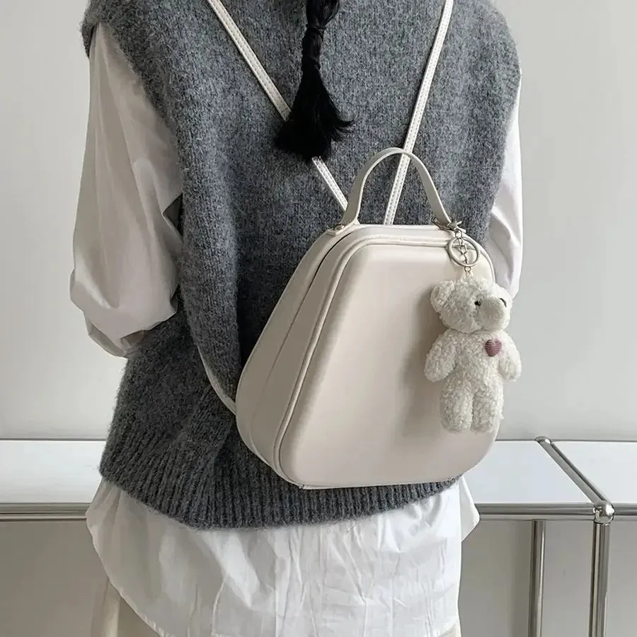 UAKISS  -  Women Simple Backpack Korean Fashion Small Silver School Bag Vintage Black Commuter Backpacks Mini Travel Bag Winter Trendy New