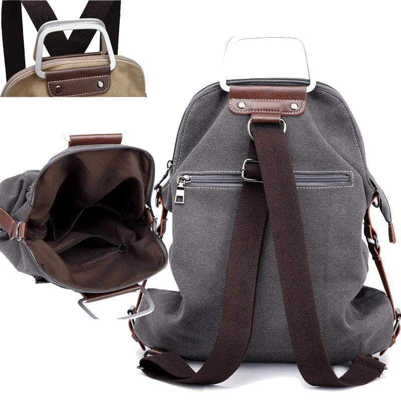 Women's Backpack Canvas Bag Zipper Bookbag