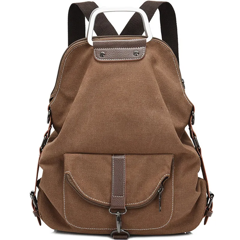 Women's Backpack Canvas Bag Zipper Bookbag