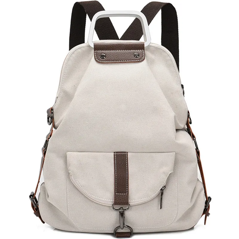 Women's Backpack Canvas Bag Zipper Bookbag